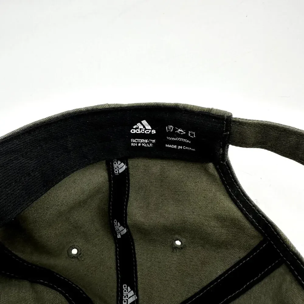 Adidas 3 Striped Baseball Cap Embroidered Logo Adjustable Olive Green One Size